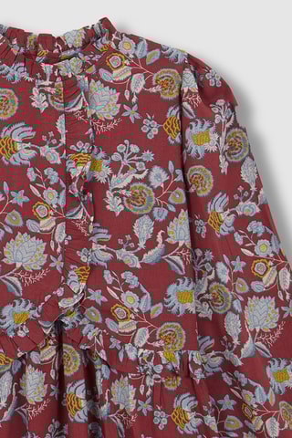 Jurk met Ruches - Bordeauxrood