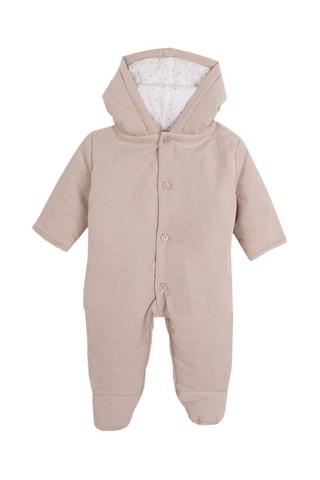 Grenouillère à capuche en velours - Beige