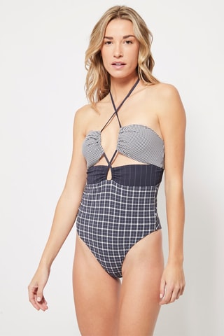 Badpak Marineblauw en Ecru