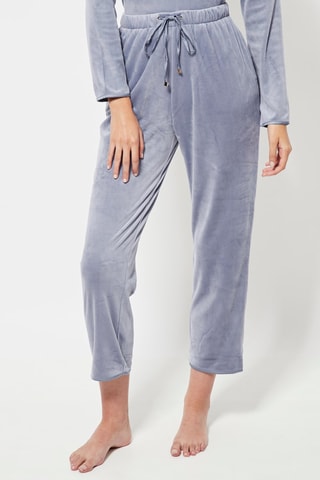 7/8 Velours Pyjamabroek Hoge Taille - Lichtblauw