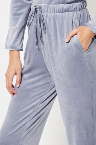7/8 Velours Pyjamabroek Hoge Taille - Lichtblauw