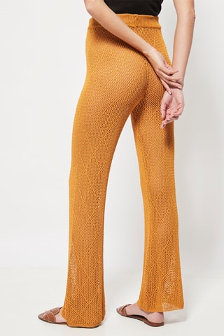 Gehaakte Broek Flare Cut Hoge Taille Oranje