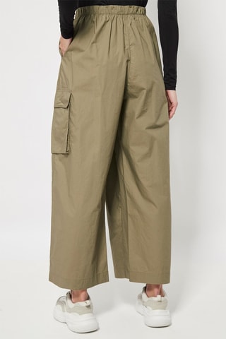 Broek Wide Legs 7/ 8 Hoge Taille  Kaki