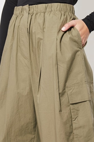 Broek Wide Legs 7/ 8 Hoge Taille  Kaki