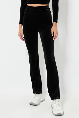 Velours Broek Flare Hoge Taille - Zwart