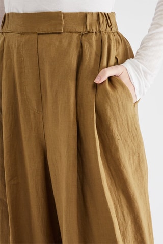 Linnen Broek Hoge Taille - Bruin