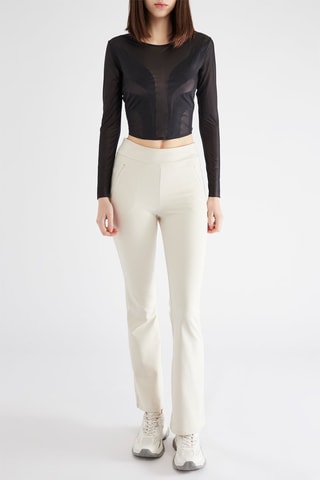 Broek Flare Hoge Taille - Ecru