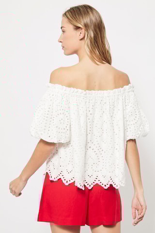 Top met Engelse Borduursels Wit