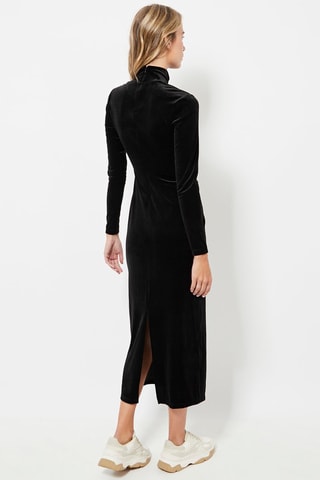 Rechte Velours Jurk - Zwart