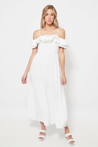 Linnen Lange Jurk Wit