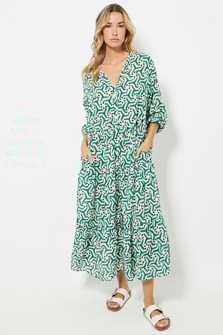 Midi-jurk - Turquoise en Wit