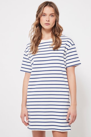 Trapezium Jurk Wit en Marineblauw