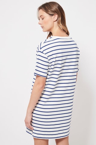 Trapezium Jurk Wit en Marineblauw