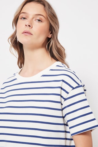 Trapezium Jurk Wit en Marineblauw