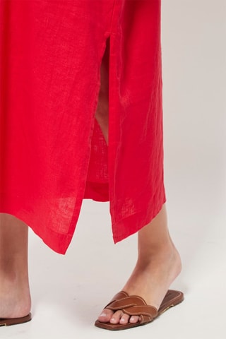Linnen Lange Jurk Rood