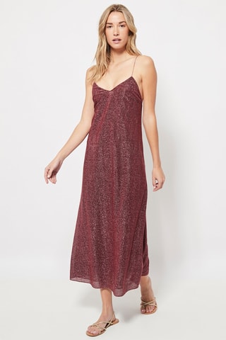 Midi-jurk. Gemêleerd Bordeauxrood