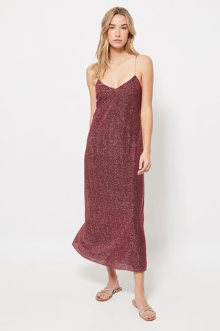 Midi-jurk. Gemêleerd Bordeauxrood
