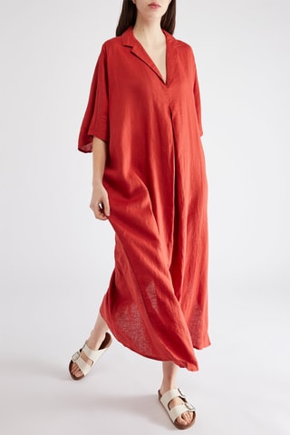 Lange Linnen Jurk - Rood