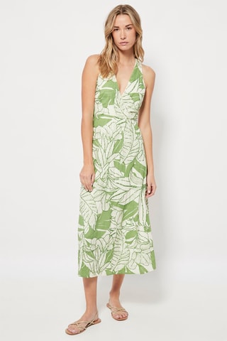 Midi-jurk. Ecru en Kaki