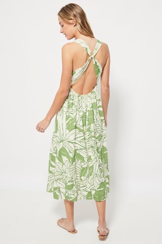 Midi-jurk. Ecru en Kaki