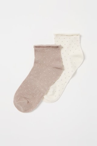 2 Paar Sokken Ecru en Taupe