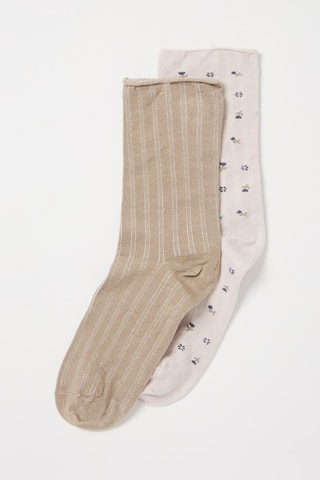2 Paar Sokken Beige en Wit