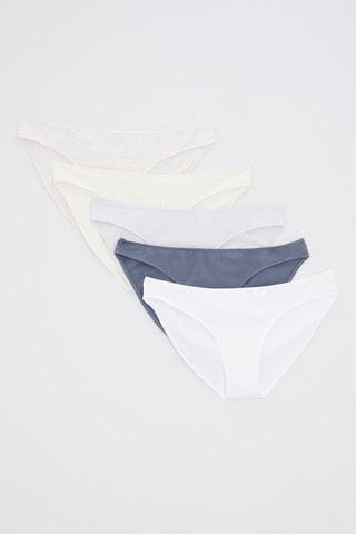 5 Slips - Wit, Kobaltblauw en Ecru