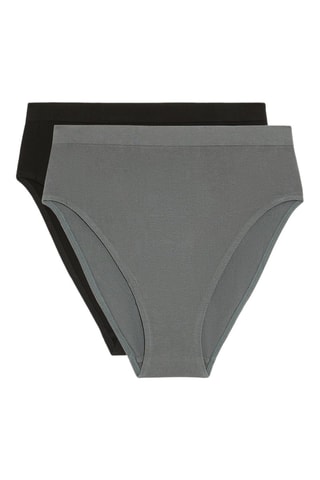 2 Slips Hoge Taille - Grijs en Zwart