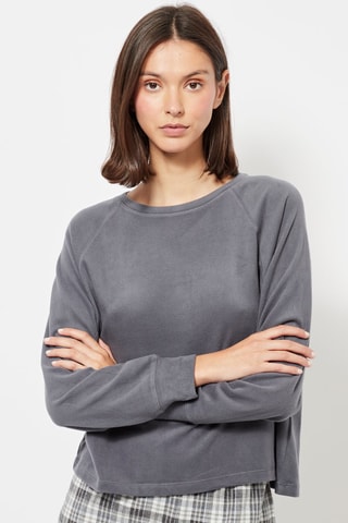 Fleece Pyjamashirt - Grijs