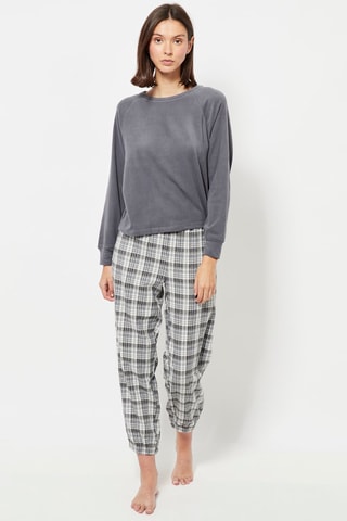 Fleece Pyjamashirt - Grijs