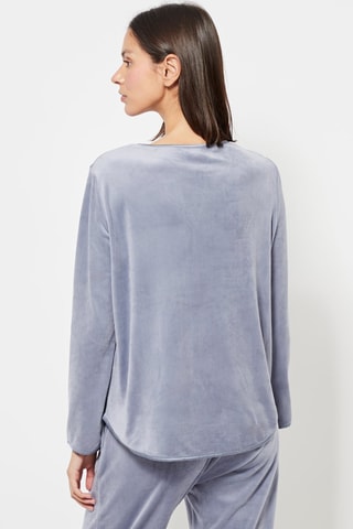 Velours Pyjamashirt - Lichtblauw