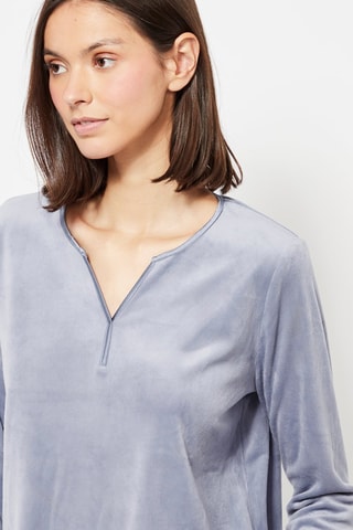 Velours Pyjamashirt - Lichtblauw