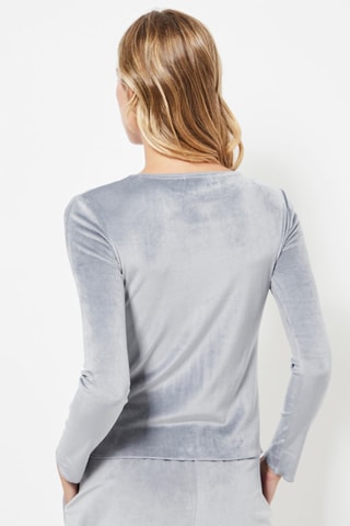 Velours T-shirt - Lichtgrijs