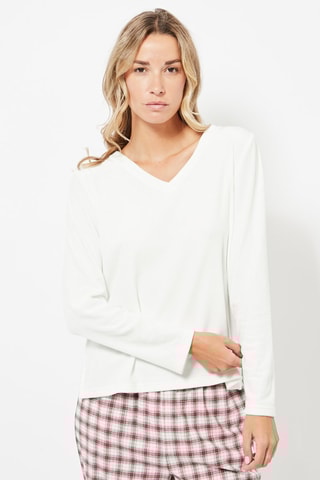 Velours Pyjamashirt Regular Fit - Wit
