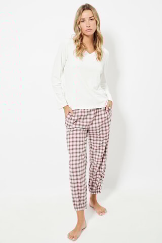 Velours Pyjamashirt Regular Fit - Wit