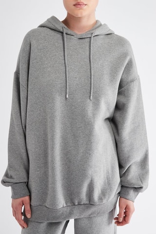 Sweater met Capuchon - Gemêleerd Lichtgrijs