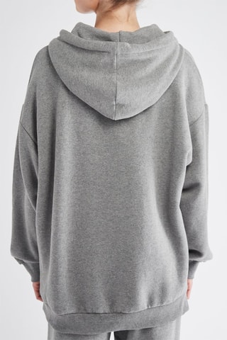 Sweater met Capuchon - Gemêleerd Lichtgrijs