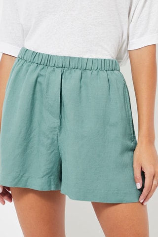 Linnen Short Hoge Taille - Zeegroen
