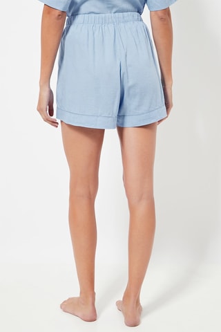 Linnen Pyjamashort  Hoge Taille - Lichtblauw