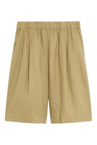 Linnen Bermuda Hoge Taille - Kaki