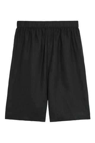 Linnen Bermuda Hoge Taille - Zwart