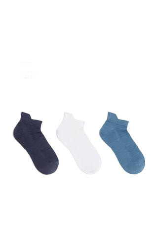 3 Paar Enkelsokken - Blauw en Wit