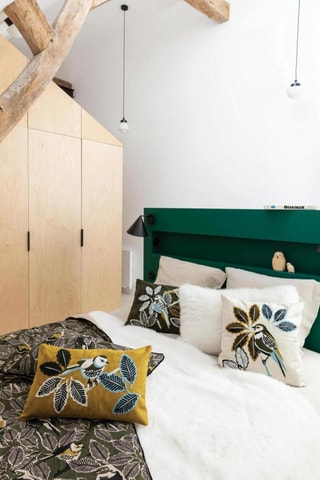 Plaid Zazu Chambray - Vert et beige - 135 x 200 cm