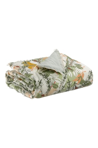 Plaid en lin Gino - Vert et blanc - 135 x 200 cm