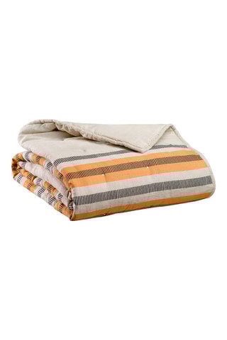 Chemin de lit en lin Zeff Eden - Orange et gris - 90 x 240 cm