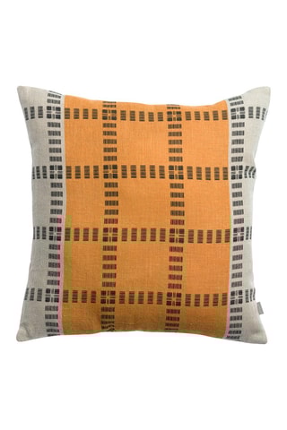 Coussin en lin Zeff Eden - Orange et gris - 45 x 45 cm