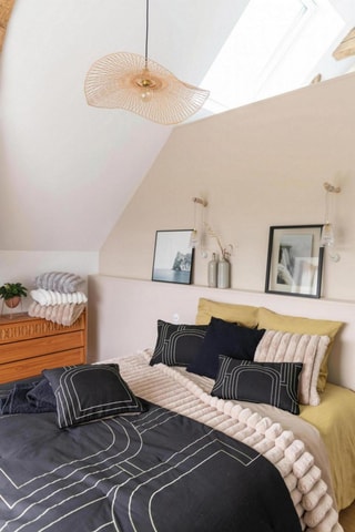 Coussin en lin Jaden - Noir - 45 x 45 cm