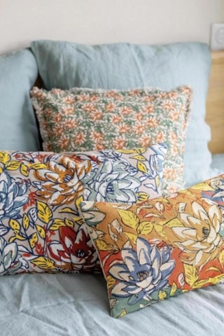 Coussin Alba - Beige et bleu - 40 x 65 cm