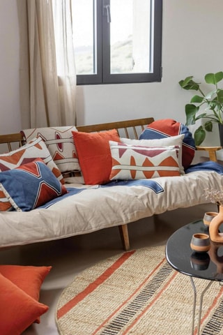 Coussin Mila - Rouge et bleu - 50 cm