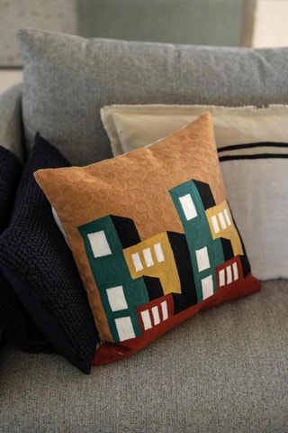 Coussin Suri - Beige et vert - 45 x 45 cm